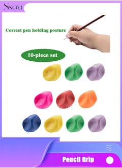 Ssovi 10 Pcs Pencil Grips,Soft Silica gel Pencil Holders Handwriting Posture Corrector For Kids,Universal Handwriting Corrector Grip For Preschoolers,Writing Aid Ergonomic Writing Aid  - Image 1