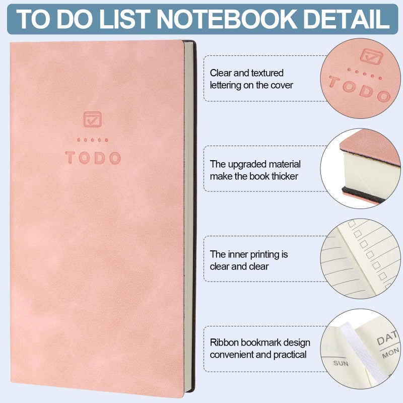 Luckam To Do List Notebook,  6 Pcs 196 Pages Soft Leather Pocket To Do List Notepad Checklist for Daily Plans School Supplies for High School Students Study Schedule Notebook - Image 3