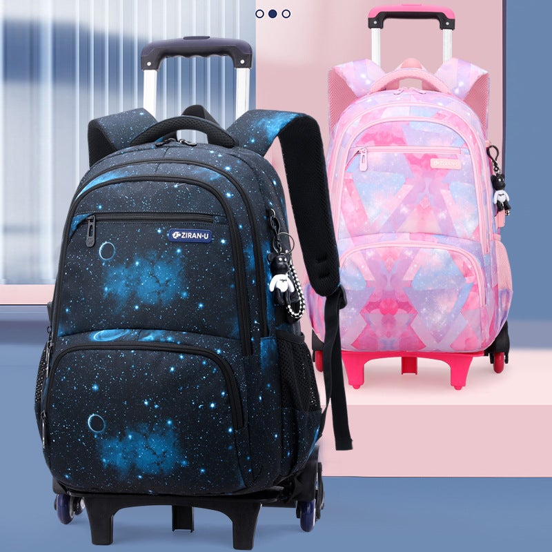 Natural Fish New Products Student Tie-Rod Schoolbag Boys And Girls Climbing Stairs Grade 3-6 Primary School Students Lightweight - Image 4