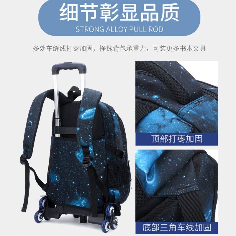 Natural Fish New Products Student Tie-Rod Schoolbag Boys And Girls Climbing Stairs Grade 3-6 Primary School Students Lightweight - Image 5