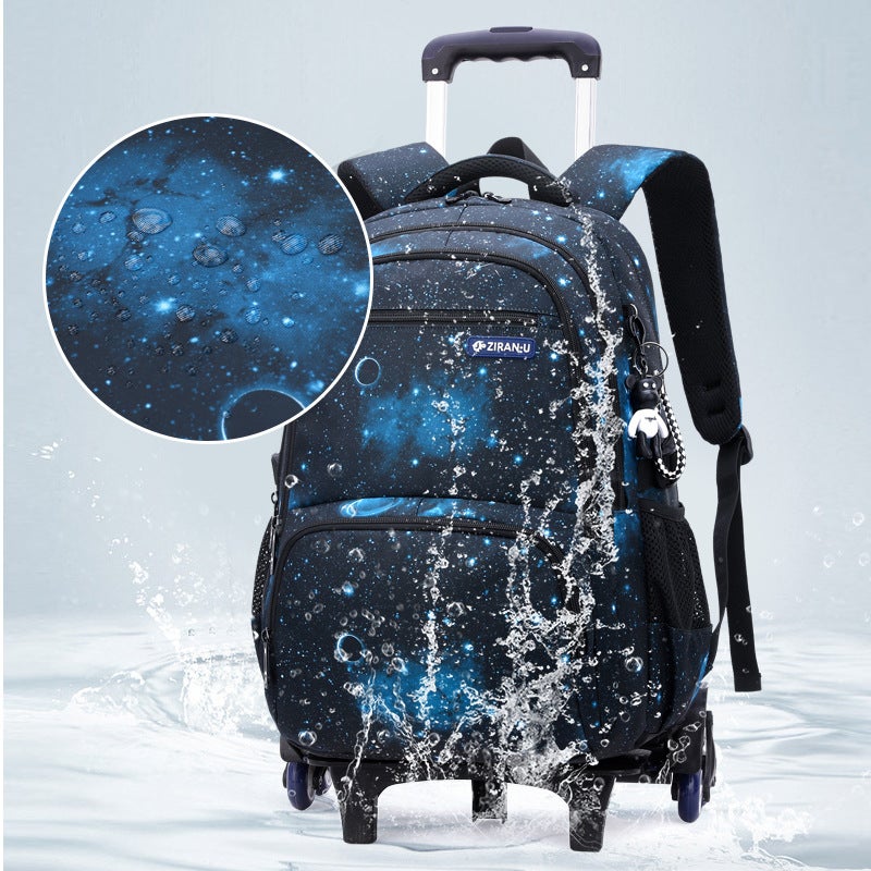 Natural Fish New Products Student Tie-Rod Schoolbag Boys And Girls Climbing Stairs Grade 3-6 Primary School Students Lightweight - Image 3