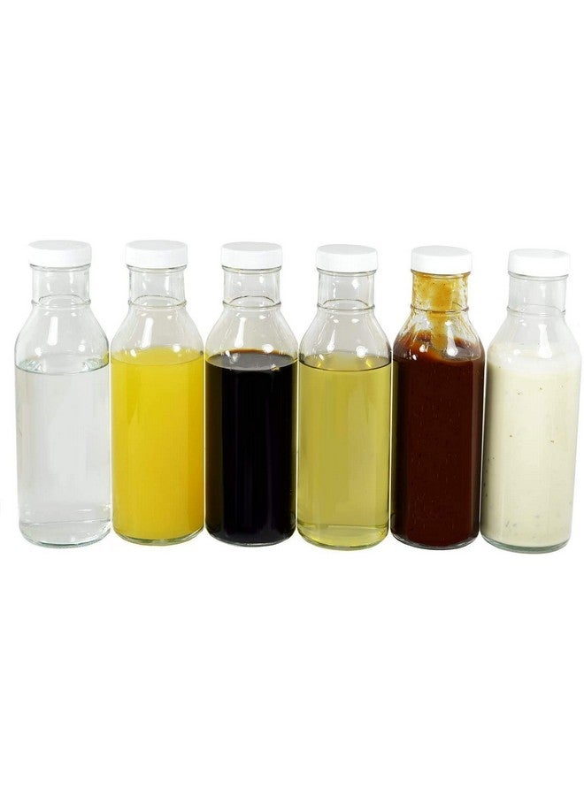 nicebottles nicebottles Clear Glass Beverage/Sauce Bottles, 12 Oz, Black Caps - Case of 12  - Image 2