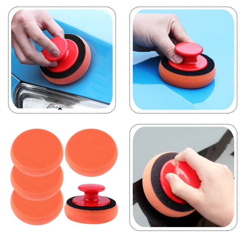 6 Inch Car Polishing Pad Sponge Kit With Handle For Automotive Detailing Buffing And Paint Care - Image 4