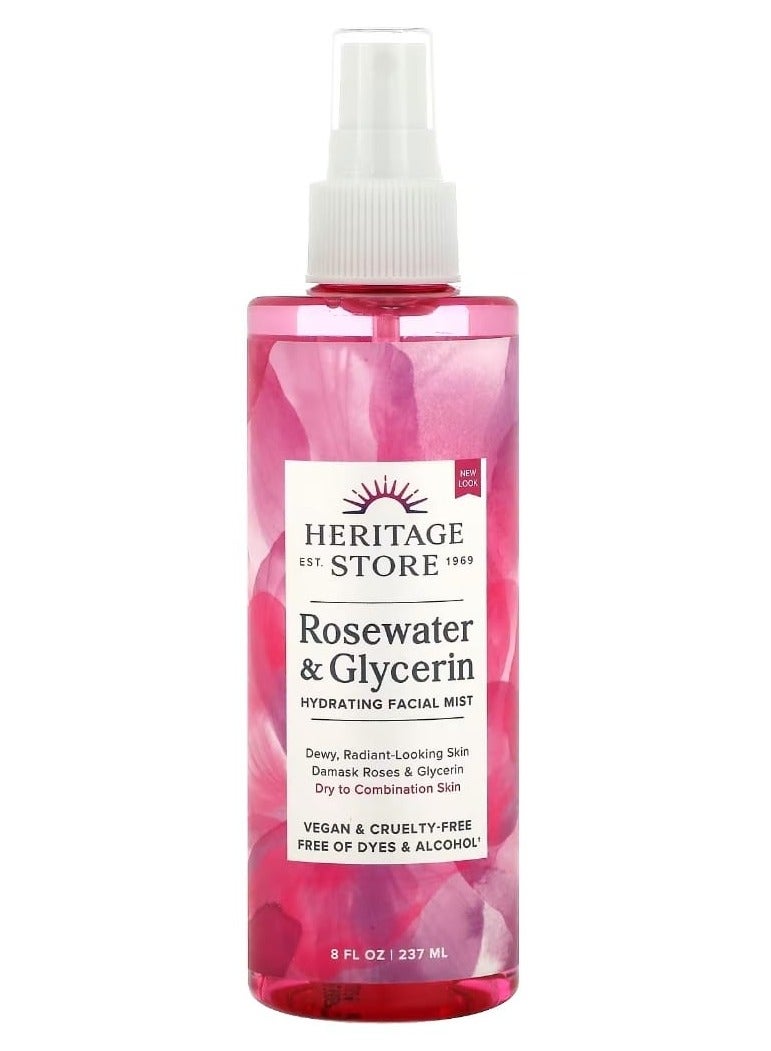 هيرتدج ستور رذاذ الوجه المرطب بماء الورد والجليسرين 8 أونصة سائلة (237 مل) - Image 1