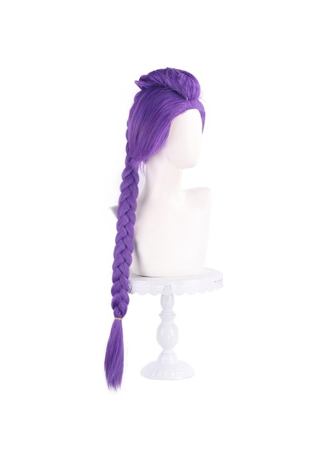 KPop Demon Hunters Wig Rumi Cosplay 65cm Purple Braided Children's Wig Set - Image 3