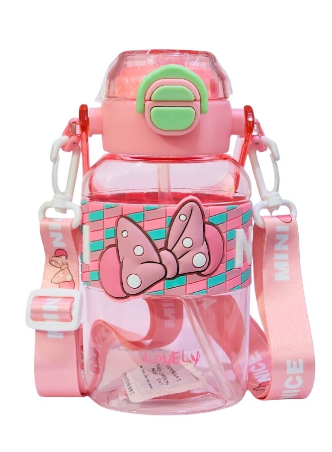 Happy Home 600ml Healthy Premium Quality Kids Water Bottle Acrylic Children's Cup Portable Kids Water Bottle with Straw, Fashion Design Large Capacity BPA Free Water Bottle for School, Shopping, Sports, Travel - Image 1