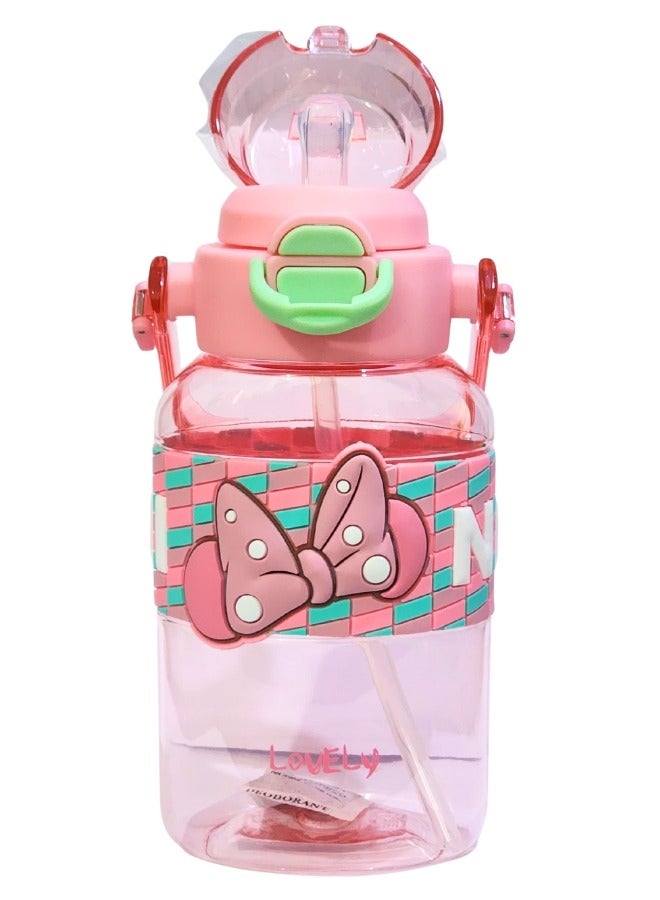 Happy Home 600ml Healthy Premium Quality Kids Water Bottle Acrylic Children's Cup Portable Kids Water Bottle with Straw, Fashion Design Large Capacity BPA Free Water Bottle for School, Shopping, Sports, Travel - Image 4