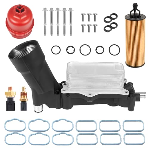 Somusen Upgrade Full Aluminum Engine Oil Cooler Filter Housing with Sensors and Gaskets Compatible with 2011-2016 Chrysler 200 300 Dodge Charger Challenger Journey Wrangler Ram ProMaster 3.2L 3.6L - Image 1