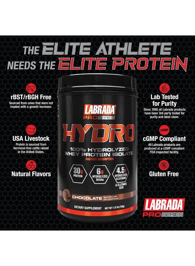 LABRADA Hydro 100% Pure Hydrolyzed Whey Protein Isolate Powder, Lactose Free, 6G Bcaa’S, 4.5G Glutamine, Fastest Digesting Whey Available, Instant Mixing, Delicious Taste (Chocolate) - Image 3