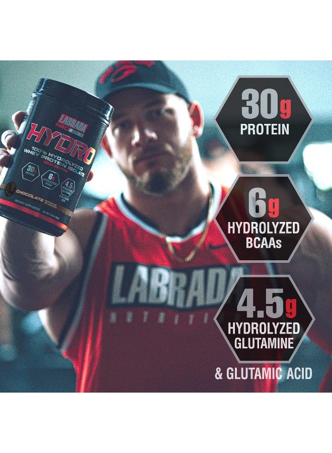 LABRADA Hydro 100% Pure Hydrolyzed Whey Protein Isolate Powder, Lactose Free, 6G Bcaa’S, 4.5G Glutamine, Fastest Digesting Whey Available, Instant Mixing, Delicious Taste (Chocolate) - Image 4