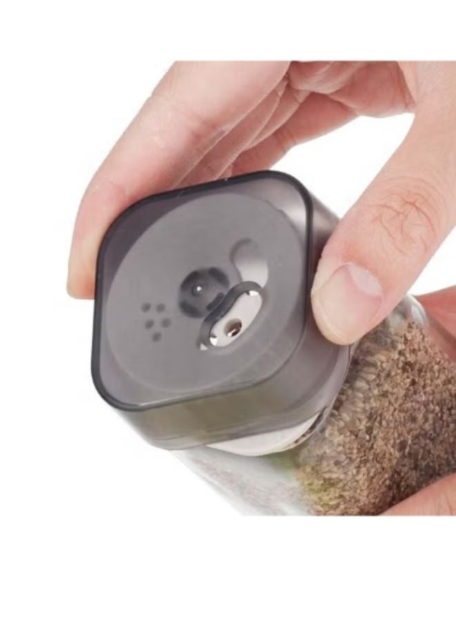 طقم رفوف تخزين التوابل مكون من قطعتين للمطبخ مع حامل من الفولاذ المقاوم للصدأ باللون الأسود الشفاف - Image 3