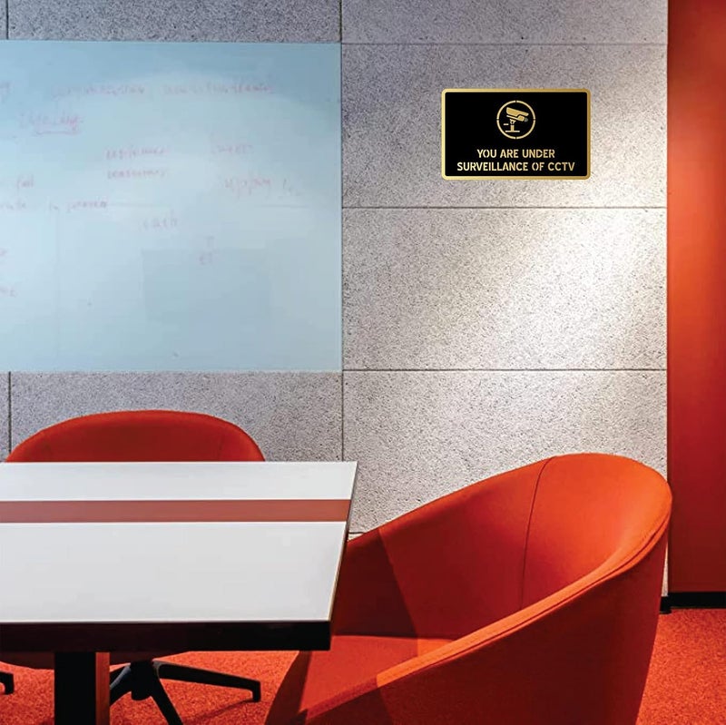 BerryBox Black Gold Self adhesive Sign 5.5 inch by 9 inch, Mall Business Stores Cafe Shop Hospital School Office Hotel corporate (CCTV) - Image 3