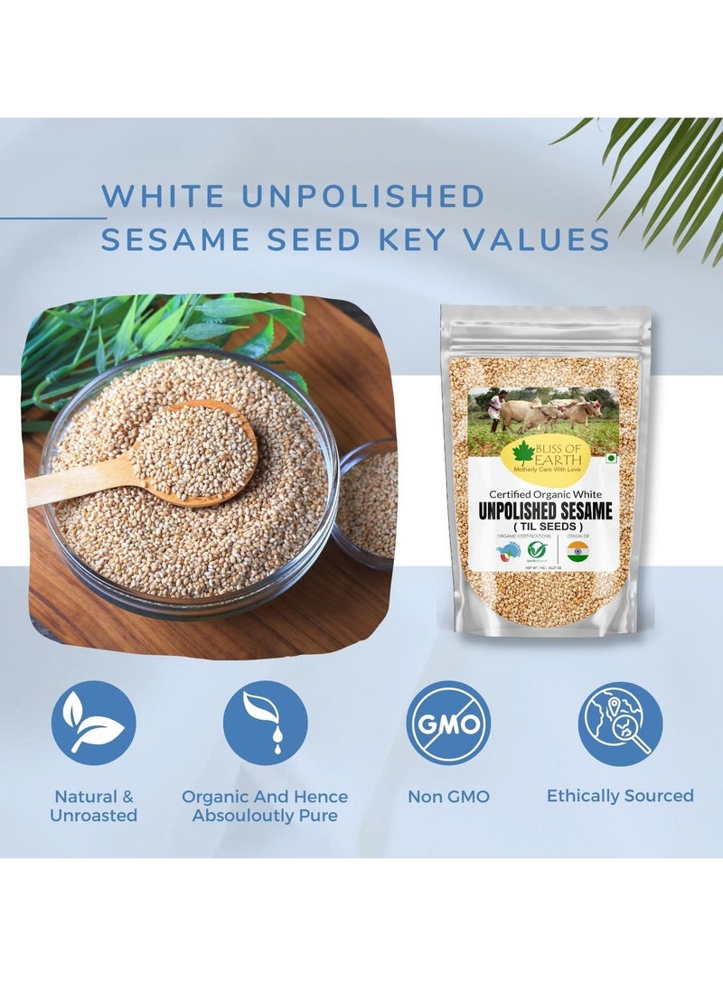 BLISS OF EARTH Organic Unpolished White Sesame Seeds 200gm  - Image 3