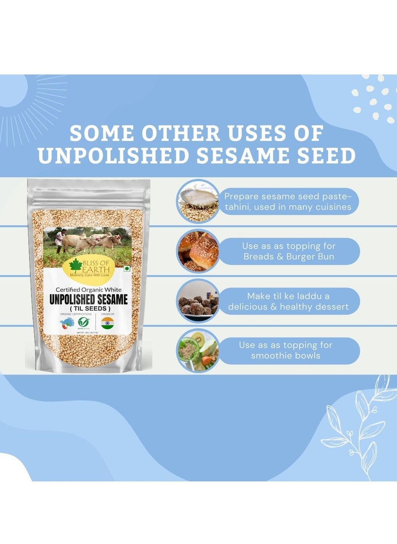 BLISS OF EARTH Organic Unpolished White Sesame Seeds 200gm  - Image 5