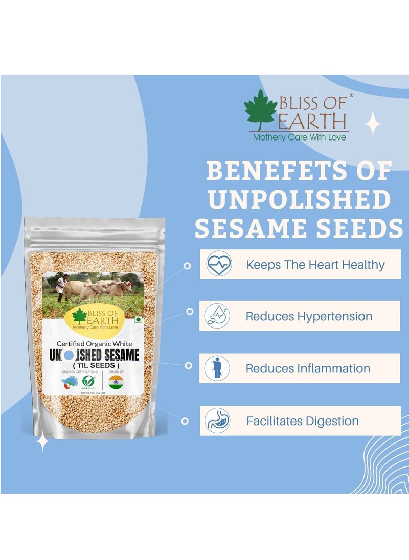 BLISS OF EARTH Organic Unpolished White Sesame Seeds 200gm  - Image 2