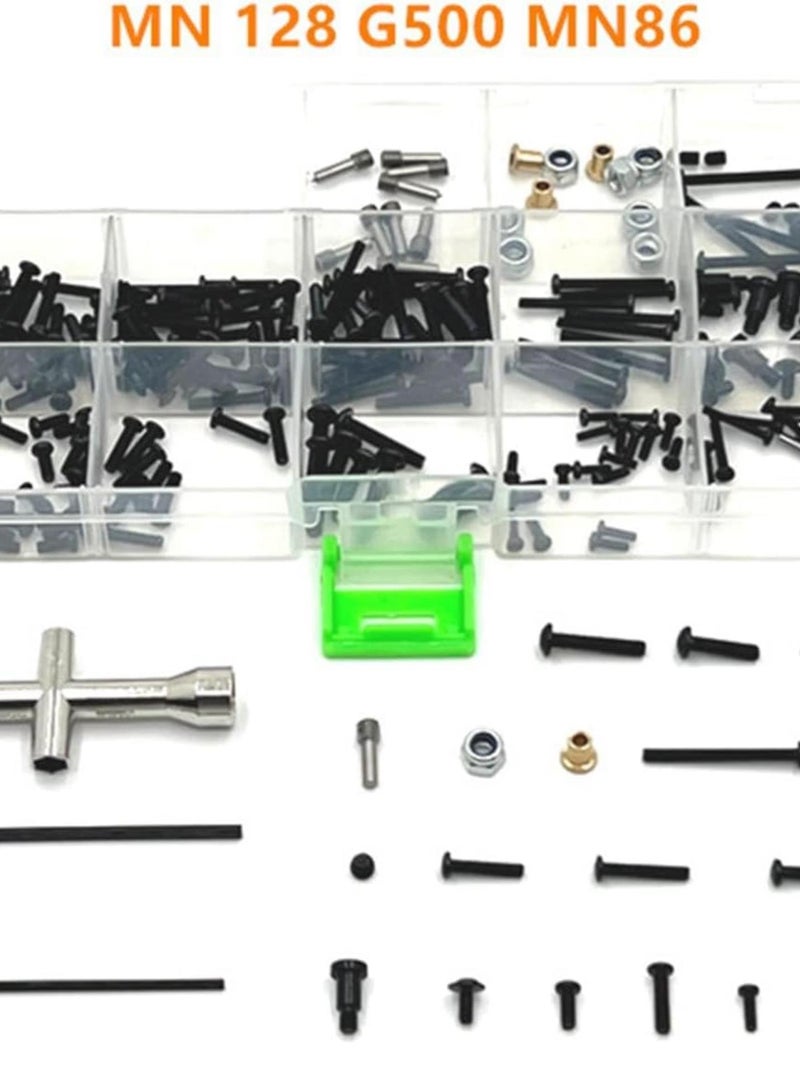 GGOOT RC Screw Kits Repair Tool with Nut, Pin, Wrench with Storage Box DIY Accs Hardware Fastener for 1/12 MN128 MN86 Truck Crawler - Image 3
