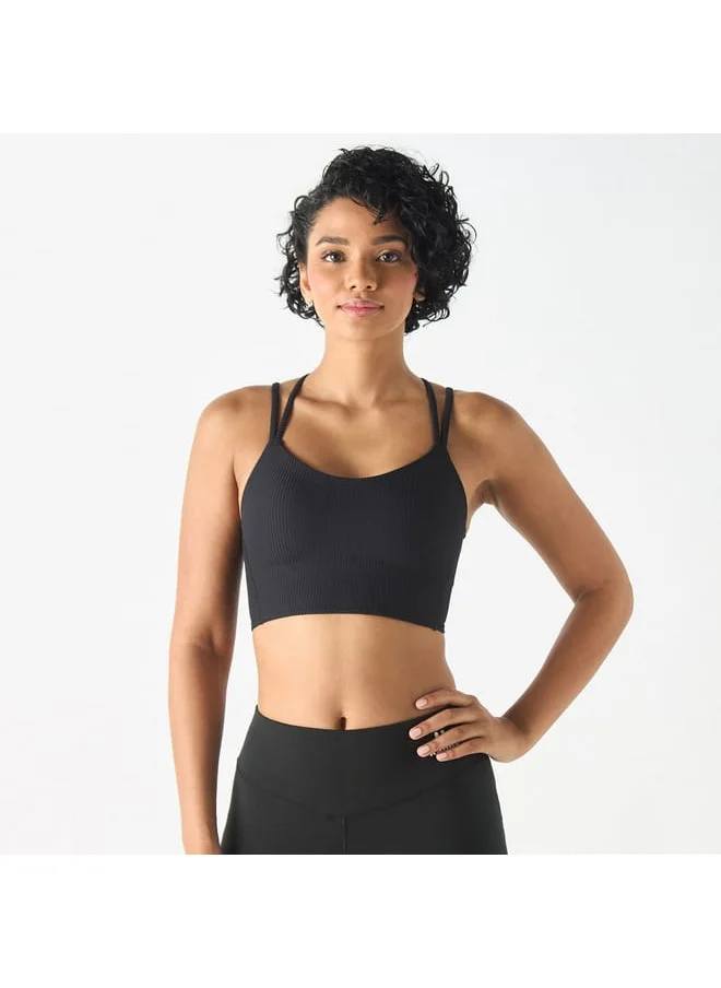 Kappa Kappa Ribbed Sports Bra with Cross Straps