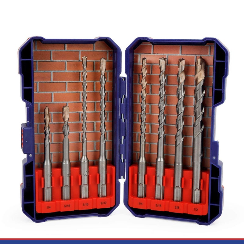 WORKPRO 8-Piece SDS-plus Drill Bit Set, Carbide Tip, SDS+ Rotary Hammer Drill Bit Set with Storage Case for BRICK, CEMENT, STONE & CONCRETE - Image 4