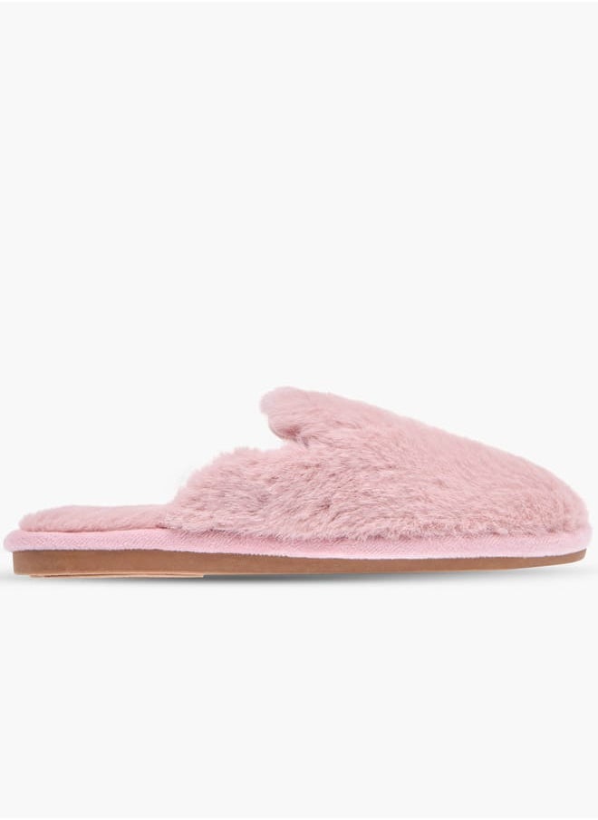 Le Confort Womens Fur Textured Slip-On Bedroom Mules  - Image 1