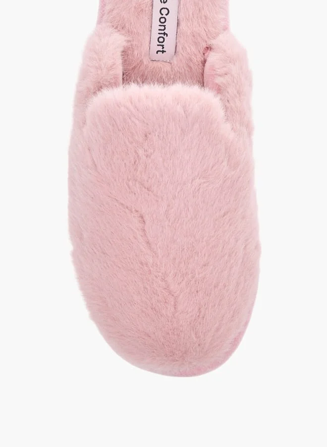 Le Confort Womens Fur Textured Slip-On Bedroom Mules