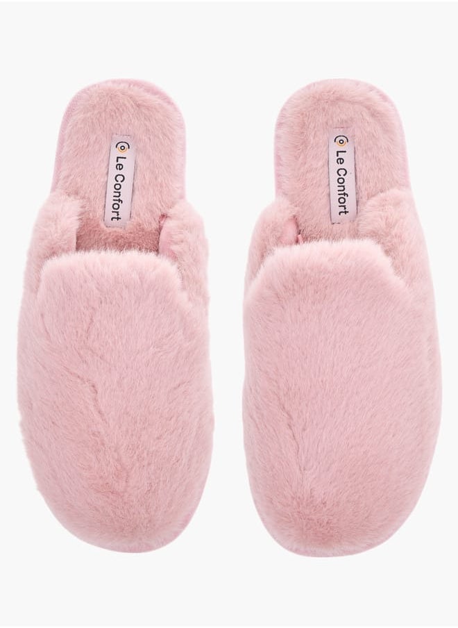 Le Confort Womens Fur Textured Slip-On Bedroom Mules  - Image 2