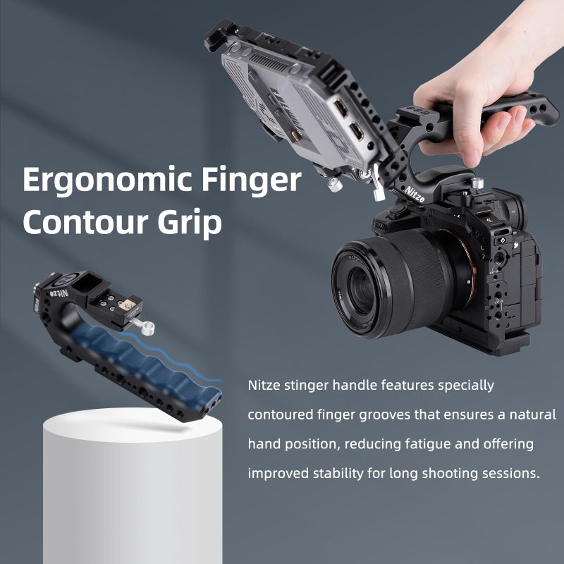 Nitze Quick Release NATO Handle with NATO Rail and Cold Shoe Adapter, Ergonomic Camera Top Handle for Camera Rigs (Stinger Series) - PA28-A - Image 3