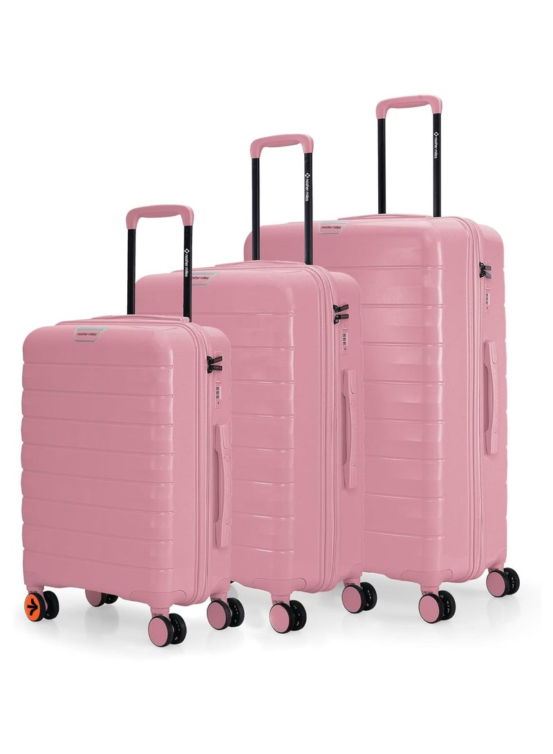 nasher miles Nasher Miles Vienna Hard-Sided Polypropylene Luggage Set of 3 Pink Trolley Bags (55, 65 & 75 )  - Image 1