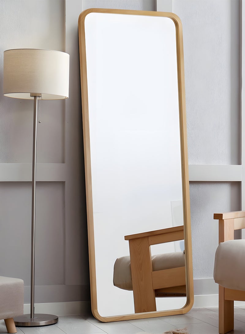 Taimi Large mirror with elegant design 155x45cm - Full length mirror with wooden frame and back stand - Its beautiful design is suitable for living rooms, dressing rooms, bedrooms and shops - Image 1