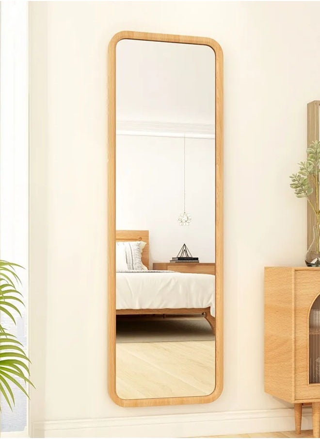 Taimi 155×45CM Wooden Full Length Mirror Floor Mirror Beech Rounded Corner Standing Mirror Rustic Mirror Free Standing or Wall-Mounted Wood Framed  - Image 4