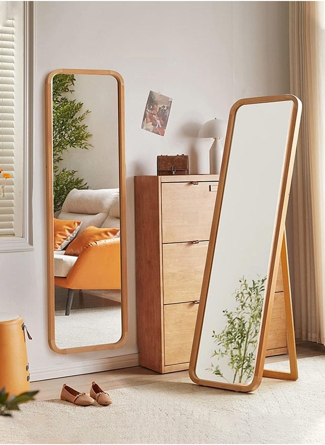 Taimi 155×45CM Wooden Full Length Mirror Floor Mirror Beech Rounded Corner Standing Mirror Rustic Mirror Free Standing or Wall-Mounted Wood Framed  - Image 3