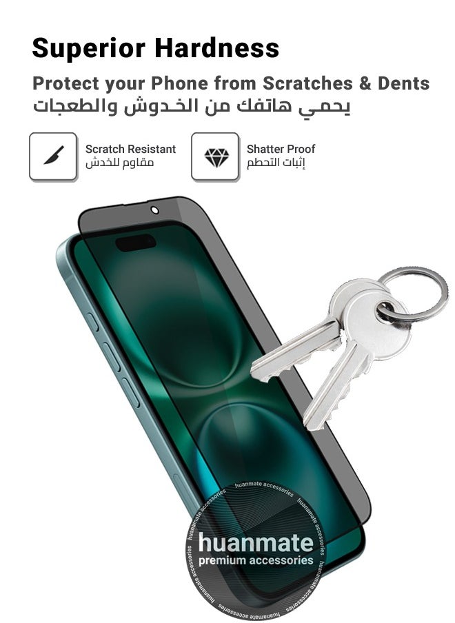 Apple iPhone 16 Plus Privacy Screen Protector – Premium Edge to Edge Anti Spy Privacy Tempered Glass, Oleophobic Coating, Delicate Touch, Anti-Explosion, Smooth Arc Edge, Easy Installation