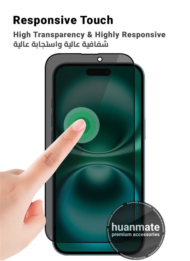 Apple iPhone 16 Plus Privacy Screen Protector – Premium Edge to Edge Anti Spy Privacy Tempered Glass, Oleophobic Coating, Delicate Touch, Anti-Explosion, Smooth Arc Edge, Easy Installation
