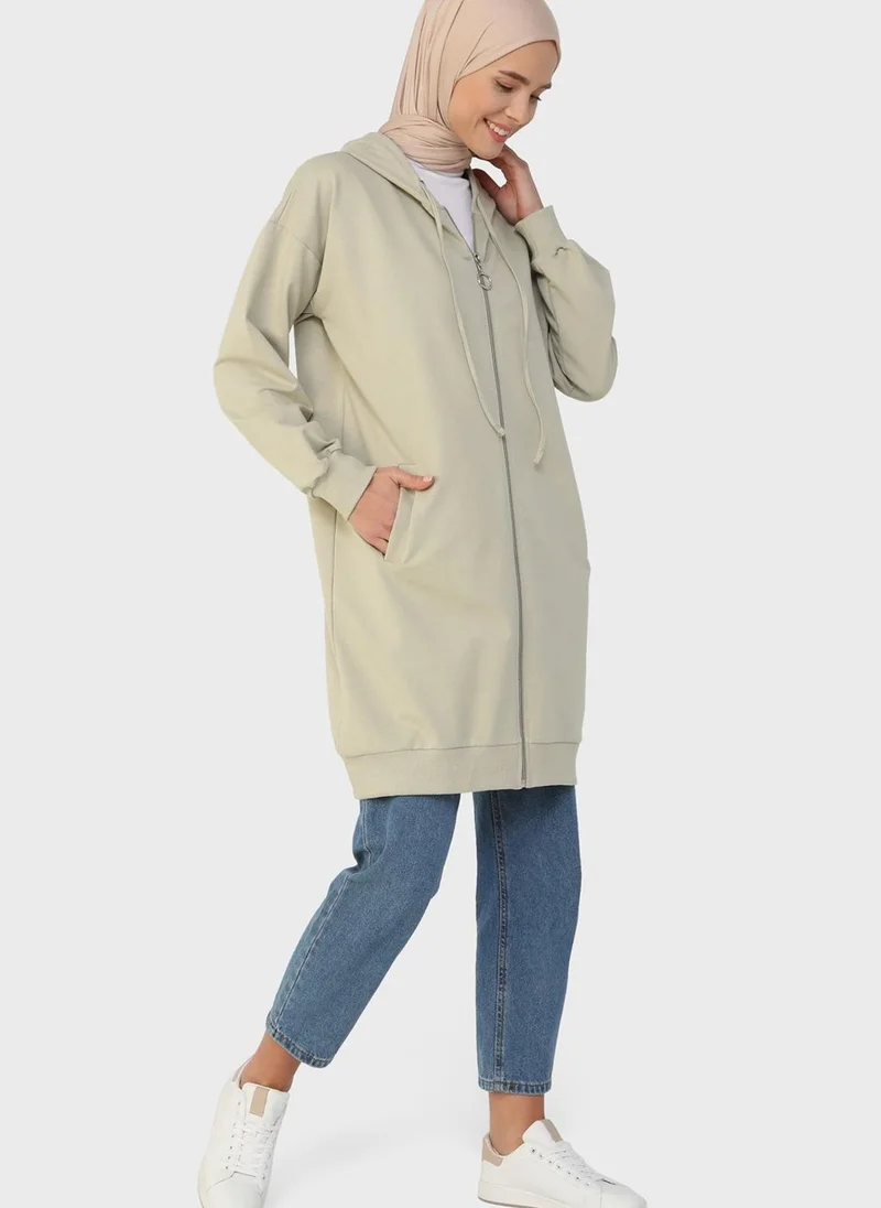 Refka by modanisa Pocket Detail Hooded Jacket