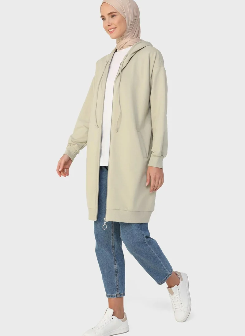 Refka by modanisa Pocket Detail Hooded Jacket