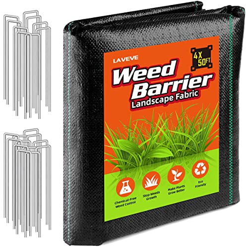 LAVEVE 4FT x 50FT Weed Barrier Landscape Fabric, 3.2oz Premium Heavy Duty Garden Cloth, Ground Cover for Gardening, Farming - Image 1