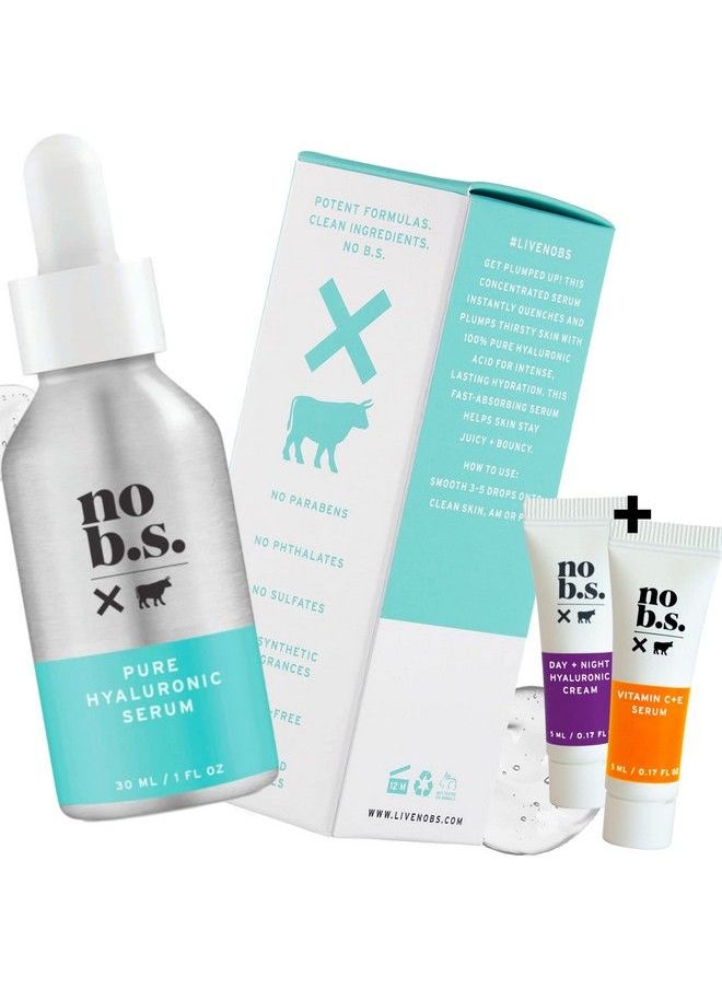 NO B. S. NO BAD STUFF No Bs 100% Pure Hyaluronic Acid Serum For Face Antiaging Serum For Fine Lines And Wrinkles Ultra Hydrating Serum To Repair Dry Skin Great For Sensitive Skin (1 Oz). Includes 2 Skincare Deluxe Minis.  - Image 1