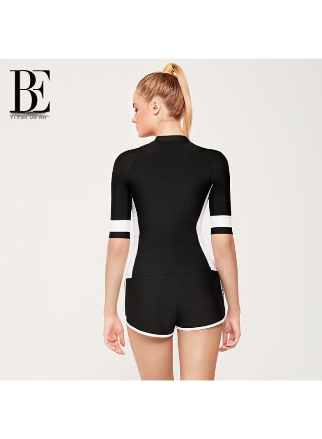 Balneaire Women's High-end Two-piece Boyshort Swimsuit With Built-in Bra Pads For Slimming, Beach And Sun Protection, 83691, Black, Size S - Image 3