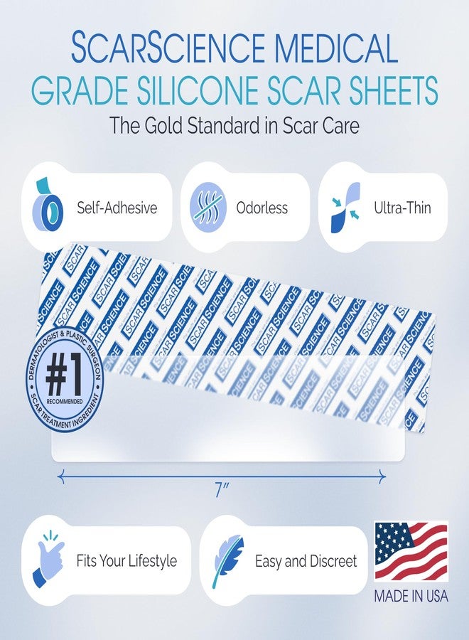 ScarScience Medical Grade Silicone Scar Sheets - 7" Reusable Water-Resistant Silicone Tape for Scars - Clear Breathable Tape for C-Section, Tummy Tuck, Surgical Scars, and Keloids - 4-Pack - Image 4