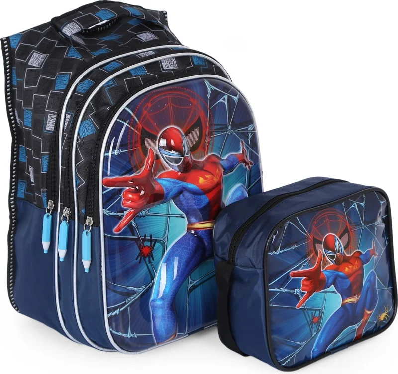 Masho Trend Embossed Spiderman Bag + Nutrition + Water Bottle - Primary School Bag - Children's Bag - Spiderman Bag