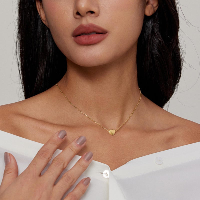 Zeffy Gold Heart Necklace Small Chunky Cute Necklaces Trendy Dainty Tiny Heart Choker Necklaces Dainty Simple Gold Jewelry Christmas Gifts - Image 3