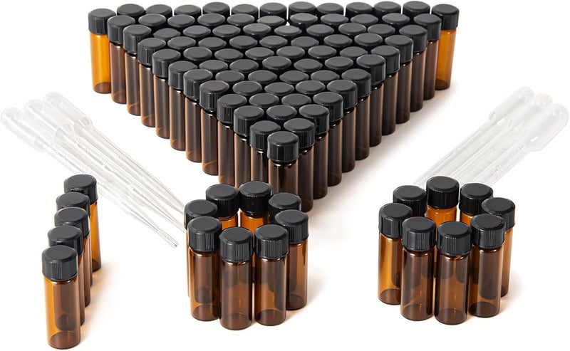BKMAMLAB 4ml Amber Small Glass Vials 100pcs with Screw Caps(100pcs) - Image 1