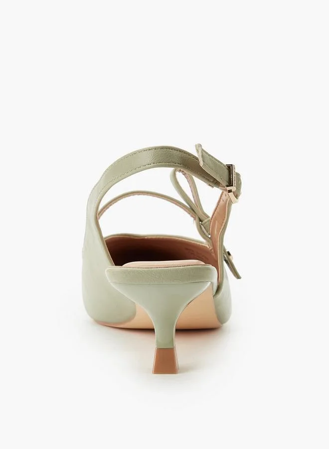 Celeste GREEN Women Pointed Toe Kitten Heel Shoes for Women | Best Price UAE