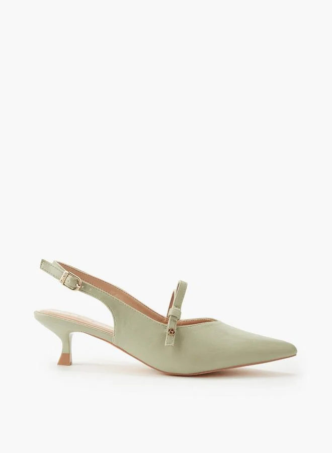 Celeste GREEN Women Pointed Toe Kitten Heel Shoes for Women | Best Price UAE
