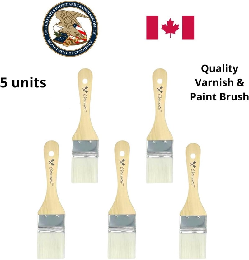 Colorantic | Flat White Silk Brush Chalk Art Paint Brushes Kit | and Craft Home Decor Varnish (Bundle of 5 Snow White Brushes) - Image 2