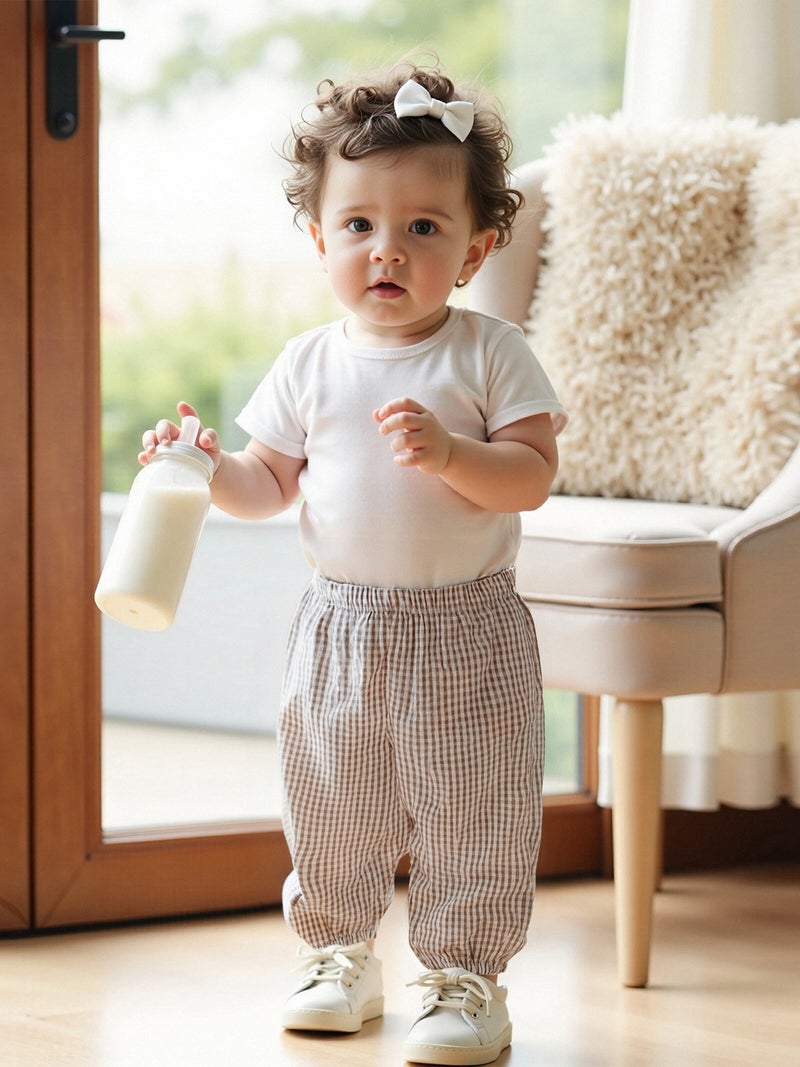 Kids Girls Boys Jogger Pants Loose Plaid Print Elastic Waist Trousers Casual Bottoms for Toddler Newborn Infant - Image 1