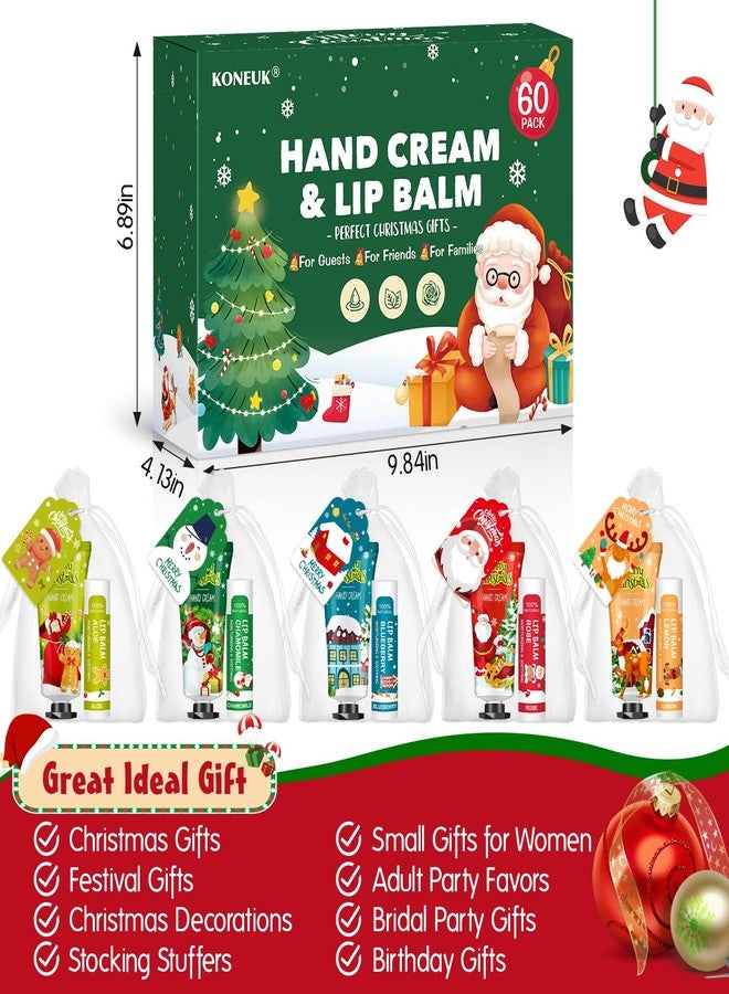 KONEUK 60 Pack Christmas Hand Cream and Lip Balm Set, Stocking Stuffers for Women, Bulk Hand Lotion for Christmas Gifts, Christmas Party Favors, Party Supplies and Christmas Decorations - Image 5