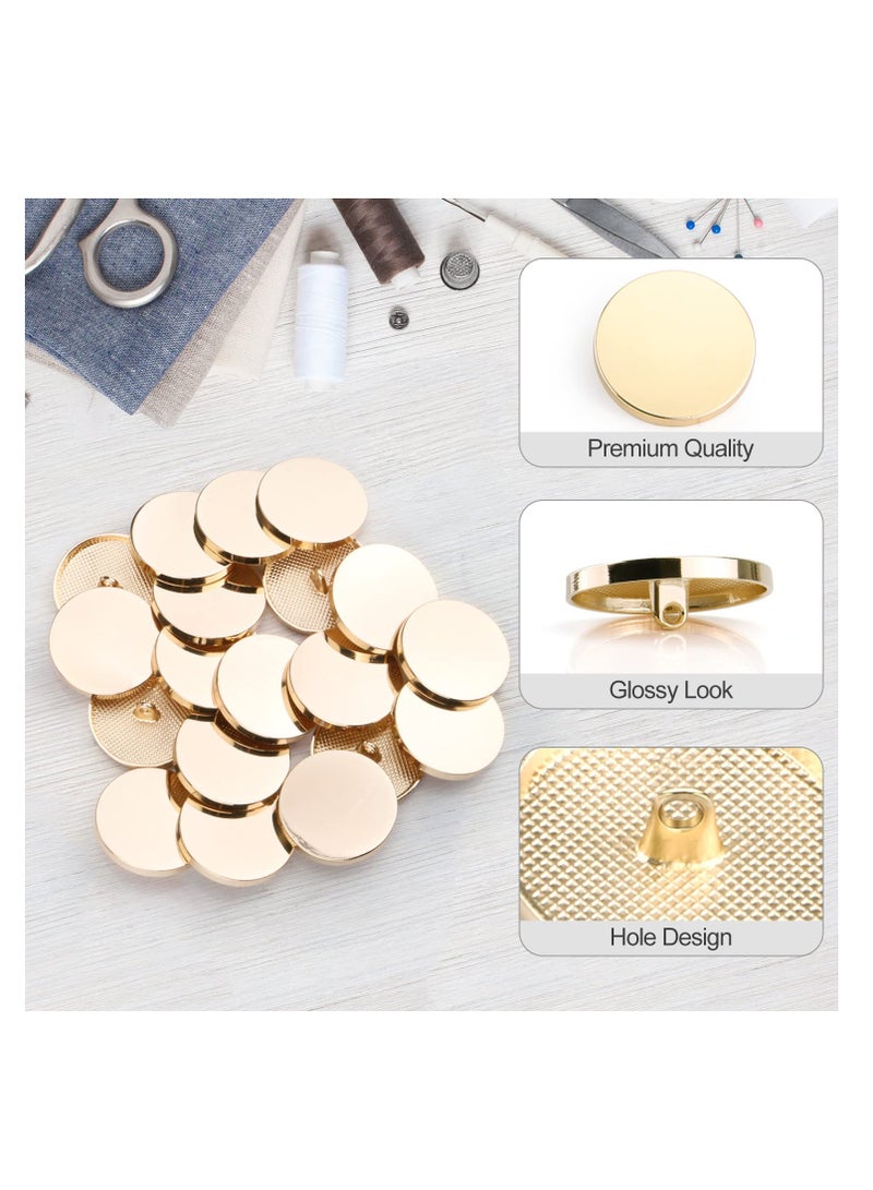 SOLARAE 30PCS Metal Flat Button Alloy Shank Golden ButtonsMetal Round Shaped Sewing Jacket Shirt Trousers Buttons for Sewing DIY Crafts and Jewelry Making 25MM - Image 2