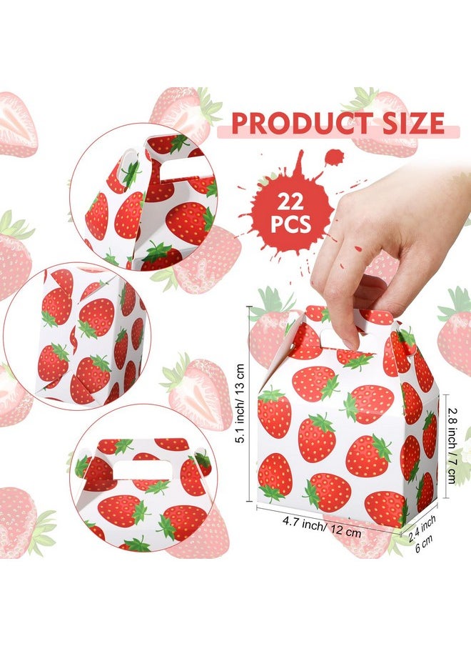 Fumete - Strawberry Birthday Party Decorations Treat Boxes Strawberry Birthday Favor Decorations Fruit Themed Party Supplies For Kids Birthday Baby Shower Party 4.7 X 2.4 X 5.1 Inch (22 Pcs) - Image 1