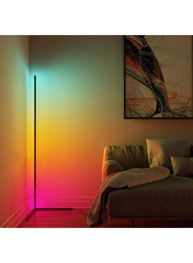 SUNEX Smart RGB LED Corner Floor Lamp, Dimmable with Color Change for Ambient Lighting - Image 2