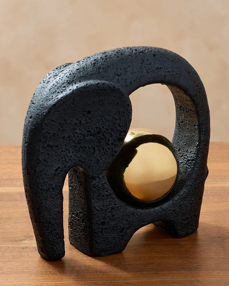 REDTAG Black Monochrome Elephant Décor Accent